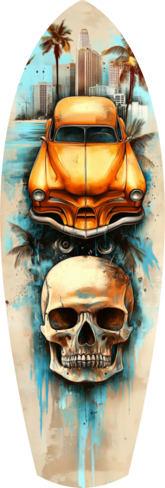 Retro Rides Rebel Skulls Glass Wall Art