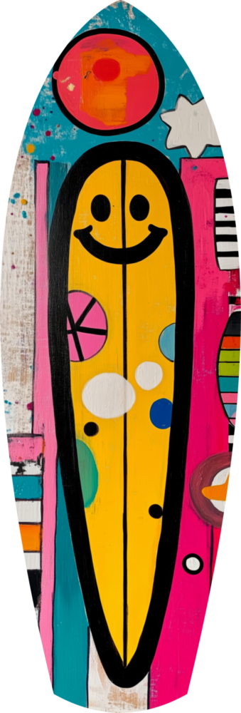 Smiley Surfing Glass Wall Art