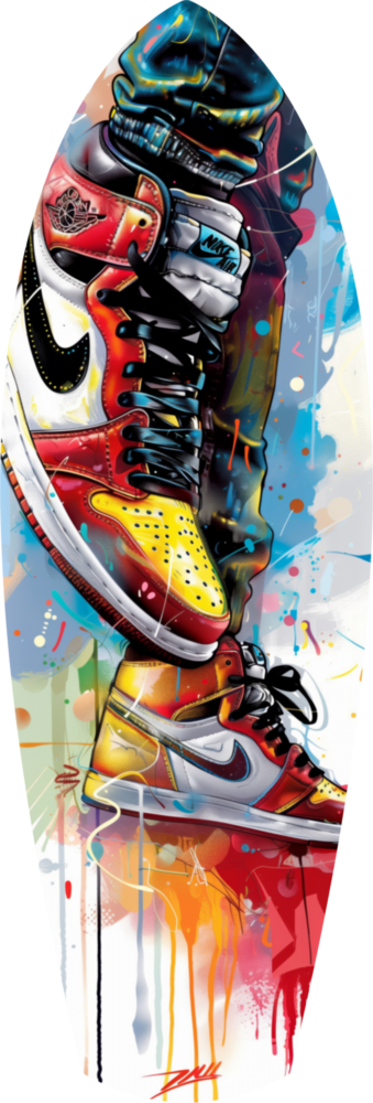 Sneakers Jump Glass Wall Art