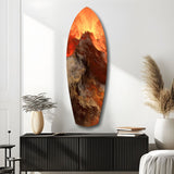 Glowing Volcano Eruption Tempered Glass Wall Art.