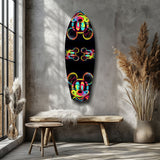 Neon Cartoon Mouse Pop Art Tempered Glass Wall Art.