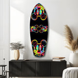 Neon Cartoon Mouse Pop Art Tempered Glass Wall Art.