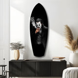 Smoking Jester Dark Portrait Tempered Glass Wall Art.