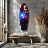 Red Armored Tech Hero Pop Art Glass Wall Art.