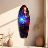 Red Armored Tech Hero Pop Art Glass Wall Art.