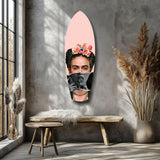 Floral Crown Woman Surreal Tempered Glass Wall Art.