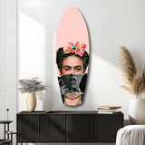 Floral Crown Woman Surreal Tempered Glass Wall Art.