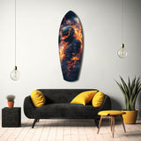 Flaming Helmet Motorcycle Rider Tempered Glass Wall Art.