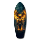 Golden Eagle Wings Motorcycle Fire Glass Wall Art.