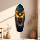 Golden Eagle Wings Motorcycle Fire Glass Wall Art.