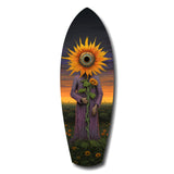 Sunflower-Headed Figure Surreal Glass Wall Art.