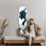 Black Lion Cyan Lightning Glass Wall Art.