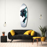 Black Lion Cyan Lightning Glass Wall Art.