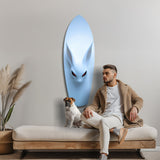 Pale Blue Rabbit Red Eyes Minimal Glass Wall Art.