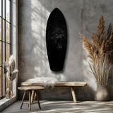 Snarling Black Wolf Dark Glass Wall Art.