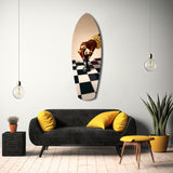 Gold Jewelry Hand Chess Queen Glass Wall Art.