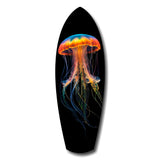 Glowing Orange Jellyfish Ocean Glass Wall Art.