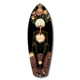 Brain Flowers Roots Surreal Glass Wall Art.