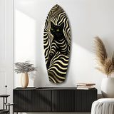 Black Cat Wavy Optical Pattern Glass Wall Art.
