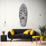 Optical Lion Black White Lines Glass Wall Art.