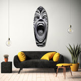 Screaming Face Op Art Swirl Surreal Glass Wall Art.