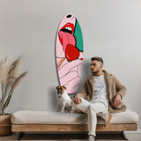 Pop Art Lips Strawberry Tongue Glass Wall Art.