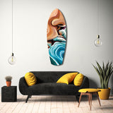 Coastal Cliffs Painterly Ocean Wave Glass Wall Art.