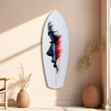 Brushstroke Face Profile Red Tear Glass Wall Art.