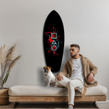 Geometric Symbols Red Splatter Gamer Glass Wall Art.