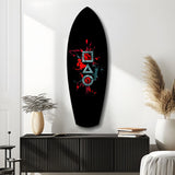 Geometric Symbols Red Splatter Gamer Glass Wall Art.