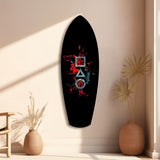 Geometric Symbols Red Splatter Gamer Glass Wall Art.