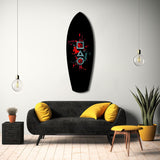 Geometric Symbols Red Splatter Gamer Glass Wall Art.