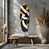 Cubist Abstract Yellow Black Sketch Glass Wall Art.