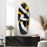 Cubist Abstract Yellow Black Sketch Glass Wall Art.