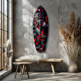 Samurai Katana Cherry Blossom Smoke Glass Wall Art.