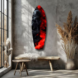 Red Black Smoke Ink Swirl Glass Wall Art.