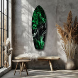 Emerald Green Smoke Ink Swirl Glass Wall Art.