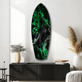 Emerald Green Smoke Ink Swirl Glass Wall Art.