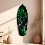 Emerald Green Smoke Ink Swirl Glass Wall Art.