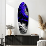 Purple White Smoke Ink Storm Glass Wall Art.