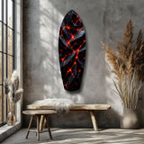 Shattered Volcanic Stone Lava Glow Glass Wall Art.