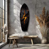 Lightning Bolt Burning Stone Glow Glass Wall Art.