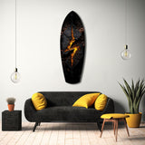 Lightning Bolt Burning Stone Glow Glass Wall Art.
