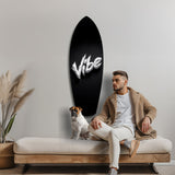 Vibe Feather Typography Minimal Glass Wall Art.