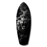 Roaring Lion Smoke Monochrome Glass Wall Art.