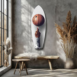 Spinning Basketball Finger Balance Glass Wall Art.