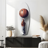 Spinning Basketball Finger Balance Glass Wall Art.