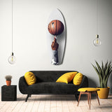 Spinning Basketball Finger Balance Glass Wall Art.