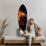 Flaming Basketball Hand Fire Glass Wall Art.