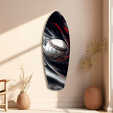 Baseball Liquid Swirl Black Red Glass Wall Art.